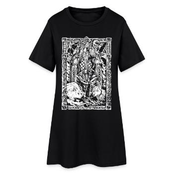 Wikinger Tafel mit Wölfen und Raben - Frauen T-Shirt-Kleid - Schwarz - Vorne