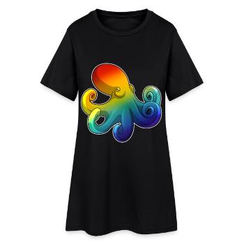 Pieuvre arc-en-ciel - Robe T-shirt Femme - noir - Devant