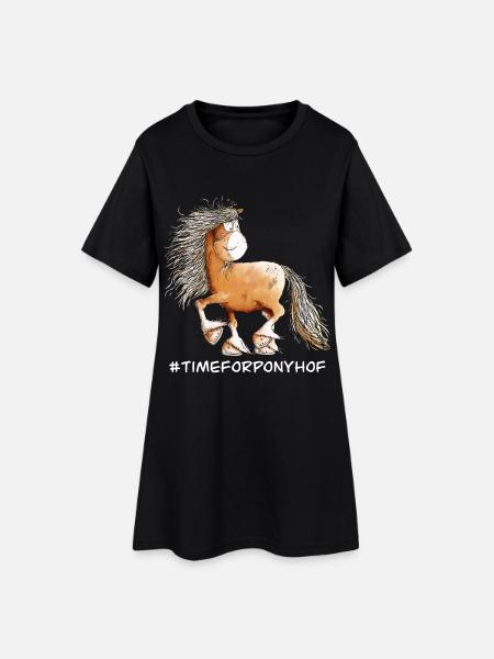 Lustiges Pferd I Pferdemotiv Ponyhof Fun - Frauen T-Shirt-Kleid - Schwarz