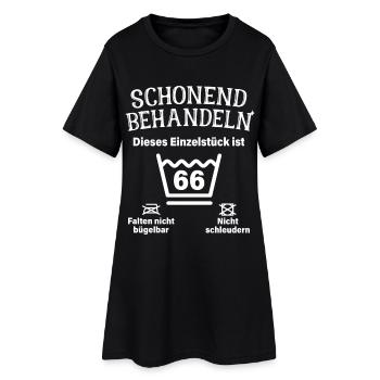 Schonend Behandeln 66. Geburtstag Einzelstück 66 - Frauen T-Shirt-Kleid - Schwarz - Vorne