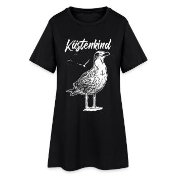 Küstenkind | Möwe | Anker - Frauen T-Shirt-Kleid - Schwarz - Vorne