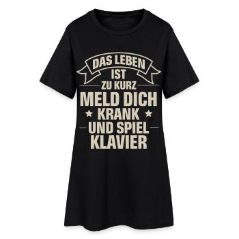 Klavier - Frauen T-Shirt-Kleid - Schwarz - Vorne