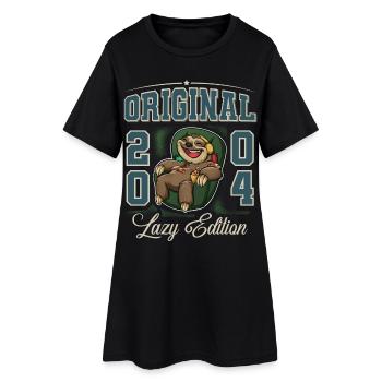 Year of birth 2004 Birthday Sloth 18th birthday - Women’s T-Shirt Dress - black - Front