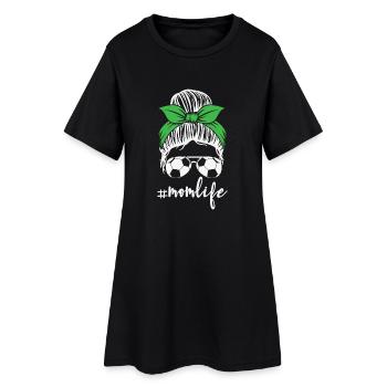 Vie de maman de football, Bandan de lunettes de soleil en chignon en désordre, - Robe T-shirt Femme - noir - Devant