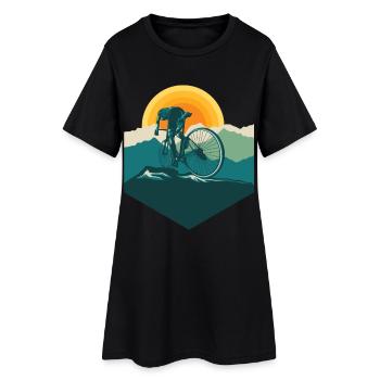 Rennrad - Rennradfahrer - Frauen T-Shirt-Kleid - Schwarz - Vorne