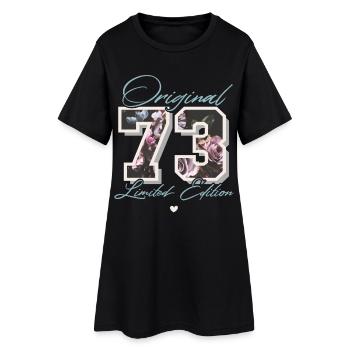 1973 Année de naissance Anniversaire Fleurs - Robe T-shirt Femme - noir - Devant