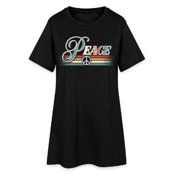 Peace Frieden Freiheit No War Friedenszeichen - Frauen T-Shirt-Kleid - Schwarz - Vorne
