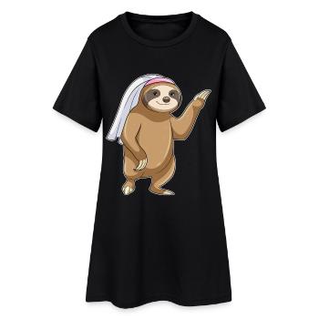Mariage au voile de mariée paresseux - Robe T-shirt Femme - noir - Devant