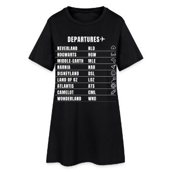 flight travel dream humor fantasy film destination pilot lo - Women’s T-Shirt Dress - black - Front