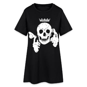 Crâne avec papillon et téléphone - Robe T-shirt Femme - noir - Devant