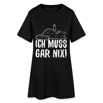 Stinkefinger Mittelfinger Ich Muss Gar Nix Katze - Frauen T-Shirt-Kleid - Schwarz - Vorne