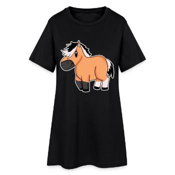 Norwegisches Fjordpferd Pferd Hauspferd - Frauen T-Shirt-Kleid - Schwarz - Vorne