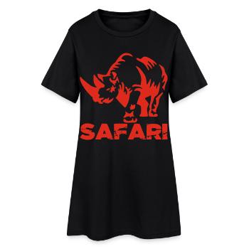Safari et rhinocéros rouge - Robe T-shirt Femme - noir - Devant