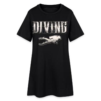 Tauchen Taucher - Frauen T-Shirt-Kleid - Schwarz - Vorne