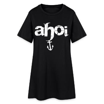 Ahoi - Frauen T-Shirt-Kleid - Schwarz - Vorne