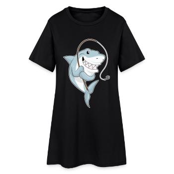 Pêche à la canne à pêche pour les pêcheurs de requins - Robe T-shirt Femme - noir - Devant