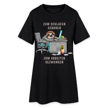 Faultier Zum schlafen geboren arbeiten gezwungen - Frauen T-Shirt-Kleid - Schwarz - Vorne