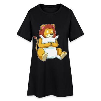 Oreiller de couchage Lion - Robe T-shirt Femme - noir - Devant