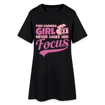 Kamerafrau - Frauen T-Shirt-Kleid - Schwarz - Vorne