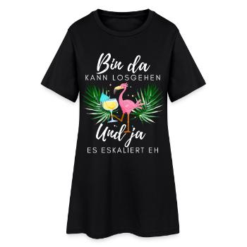 Flamingo bin da kann losgehen ja es eskaliert eh - Frauen T-Shirt-Kleid - Schwarz - Vorne