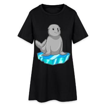 Seehund Eisscholle - Frauen T-Shirt-Kleid - Schwarz - Vorne