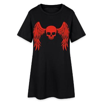 Crâne ailé rouge - Robe T-shirt Femme - noir - Devant