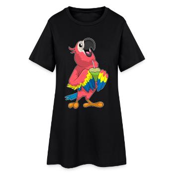 Papagei Kokosnuss  - Frauen T-Shirt-Kleid - Schwarz - Vorne