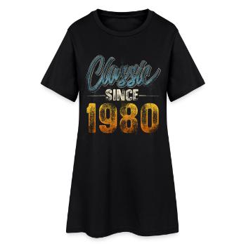 1980 Année de naissance Anniversaire Année de construction Millésime - Robe T-shirt Femme - noir - Devant