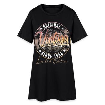 1966 Année de naissance Anniversaire Vintage - Robe T-shirt Femme - noir - Devant