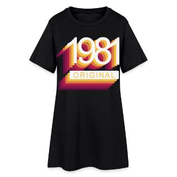 Geboren 1981 - Frauen T-Shirt-Kleid - Schwarz - Vorne