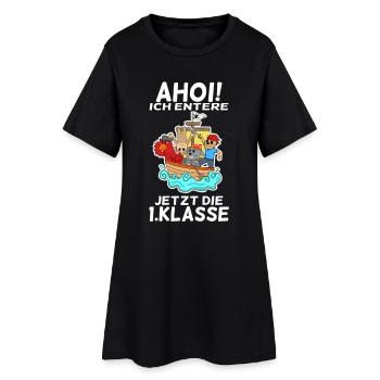 1 Klasse Einschulung Pirat Schulkind Geschenk - Frauen T-Shirt-Kleid - Schwarz - Vorne