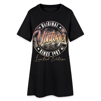 1987 Année de naissance Anniversaire Vintage - Robe T-shirt Femme - noir - Devant
