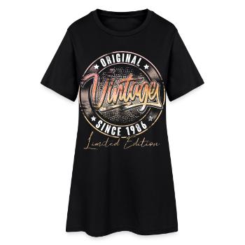 1986 Année de naissance Anniversaire Vintage - Robe T-shirt Femme - noir - Devant