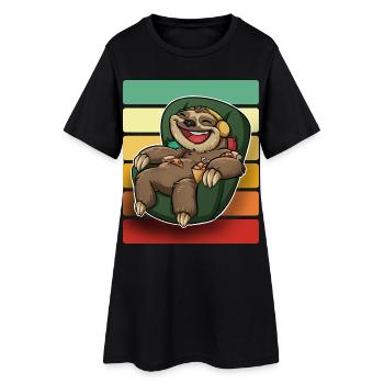 Pizza fauteuil paresseux - Robe T-shirt Femme - noir - Devant