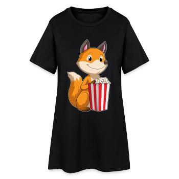 Popcorn renard - Robe T-shirt Femme - noir - Devant