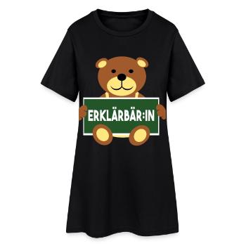 Erklärbär Erklärbär:in - Frauen T-Shirt-Kleid - Schwarz - Vorne