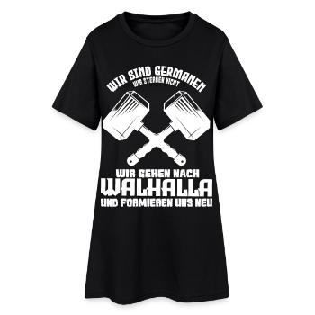 Thor Motiv mit Hammer und Motivationsspruch - Frauen T-Shirt-Kleid - Schwarz - Vorne