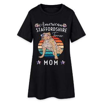 American Staffordshire Maman Rétro - Robe T-shirt Femme - noir - Devant