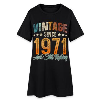 1971 Année de naissance Anniversaire Année de construction Millésime - Robe T-shirt Femme - noir - Devant
