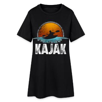 Kajak Kajakfahren - Frauen T-Shirt-Kleid - Schwarz - Vorne