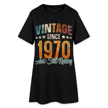 1970 Année de naissance Anniversaire Année de construction Millésime - Robe T-shirt Femme - noir - Devant