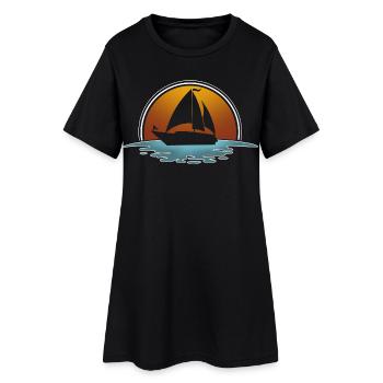 Voilier Voilier Voilier Voilier Marin - Robe T-shirt Femme - noir - Devant