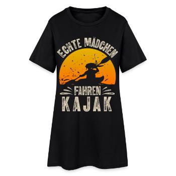 Kajak Kajakfahrerin - Frauen T-Shirt-Kleid - Schwarz - Vorne