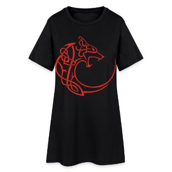 loup lunaire rouge - Robe T-shirt Femme - noir - Devant
