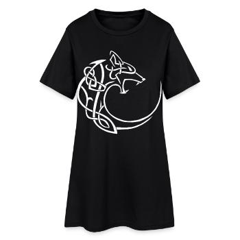 loup lunaire blanc - Robe T-shirt Femme - noir - Devant