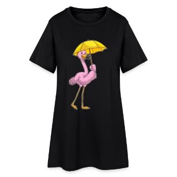 Parapluie Flamant Rose - Robe T-shirt Femme - noir - Devant