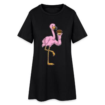 Muffin aux flamants roses - Robe T-shirt Femme - noir - Devant