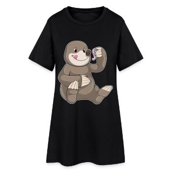 Ver de terre taupe - Robe T-shirt Femme - noir - Devant