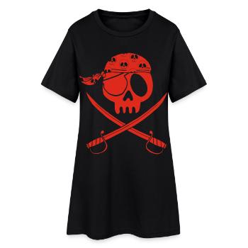 Crâne de pirate rouge - Robe T-shirt Femme - noir - Devant