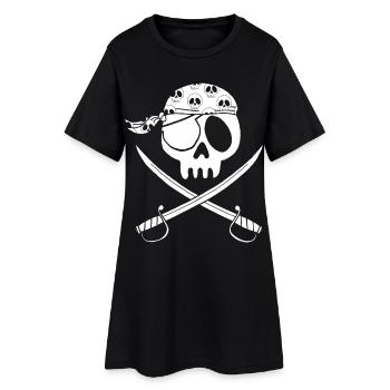 Crâne de pirate blanc - Robe T-shirt Femme - noir - Devant